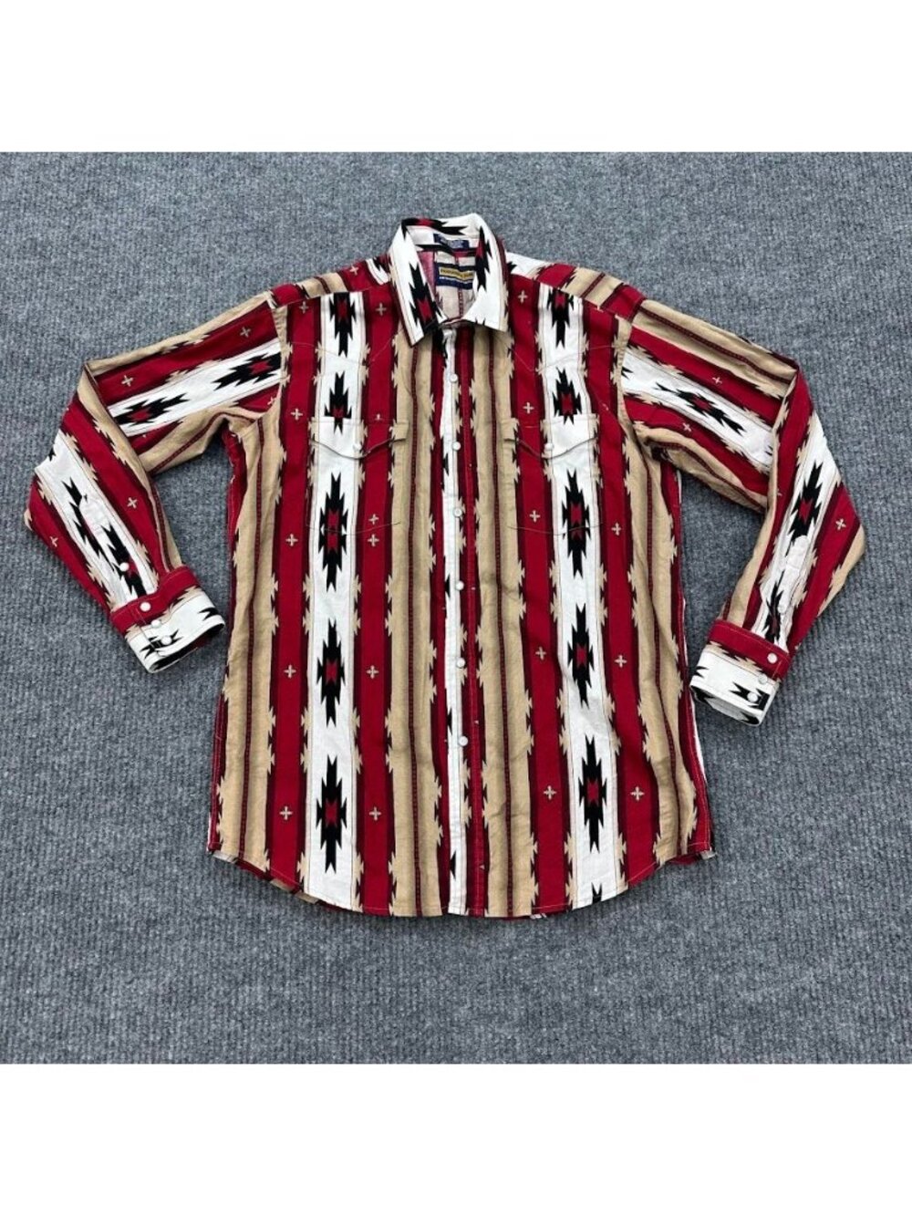 Panhandle Slim Pearl Snap Cotton Aztec Southwestern Long Sleeve Shirt Mens Large